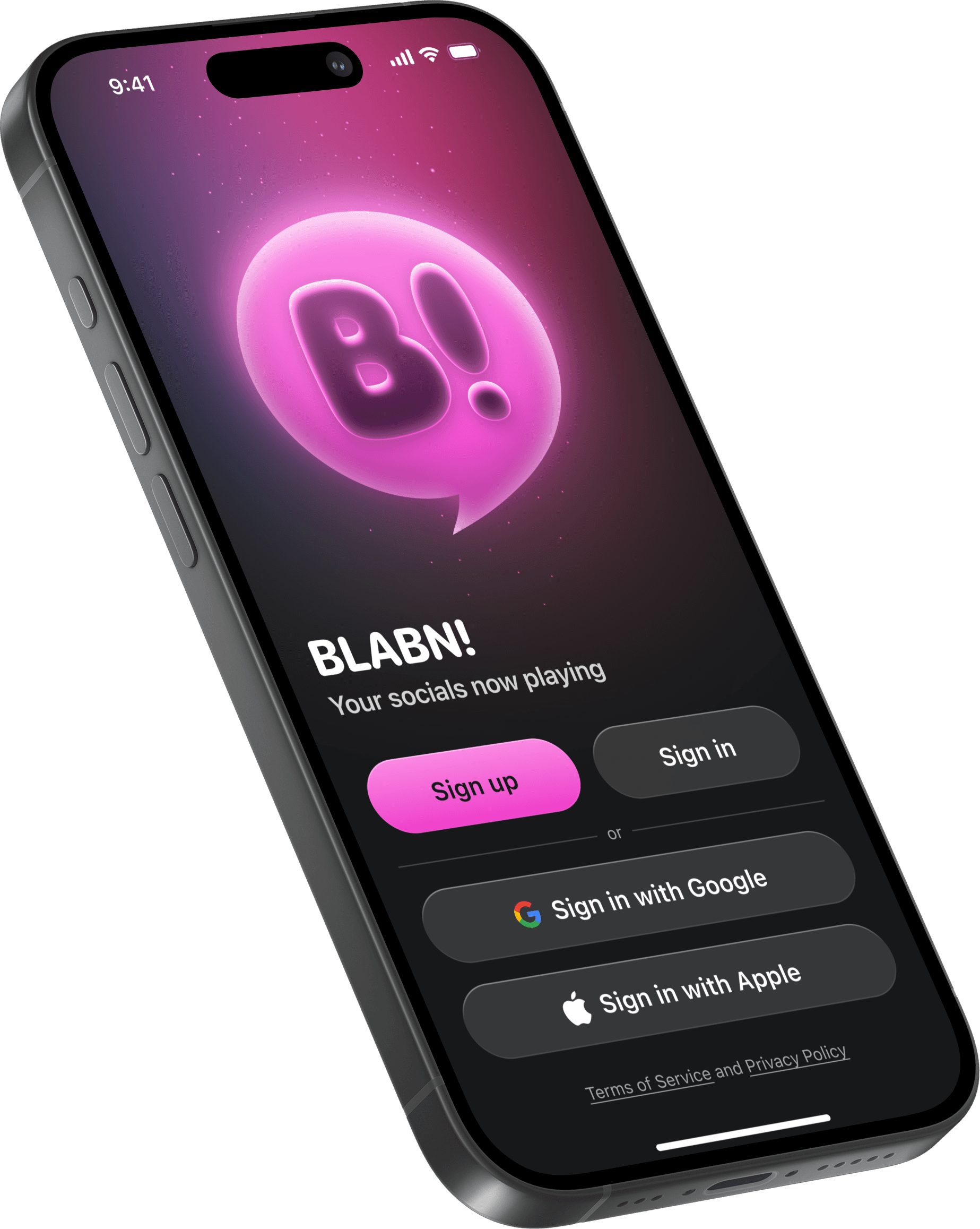 BLABN app interface shown on phone
